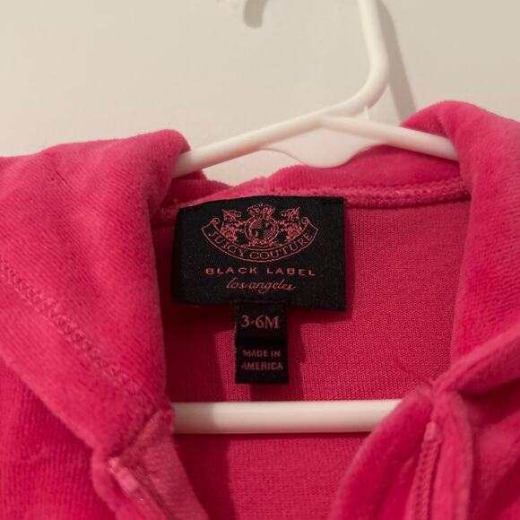 Juicy Couture Black Label Baby Velour Hoodie Pink 3-6M USA Made NWT Zip - Picture 3 of 4